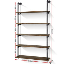 Load image into Gallery viewer, Artiss Rustic Industrial Pipe Shelf Floating Storage Wall Mount