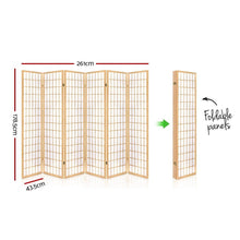 Load image into Gallery viewer, Artiss 6 Panel Room Divider Privacy Screen Foldable Pine Wood Stand Natural