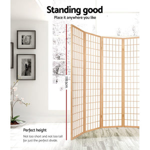 Artiss 6 Panel Room Divider Privacy Screen Foldable Pine Wood Stand Natural