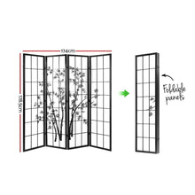Load image into Gallery viewer, Artiss 4 Panel Room Divider Screen Privacy Dividers Pine Wood Stand Shoji Bamboo Black White