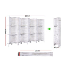 Load image into Gallery viewer, Artiss Room Divider Screen 8 Panel Privacy Foldable Dividers Timber Stand Shelf