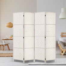 Load image into Gallery viewer, Artiss 4 Panels Room Divider Screen Privacy Rattan Timber Fold Woven Stand White