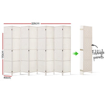 Load image into Gallery viewer, Artiss 8 Panels Room Divider Screen Privacy Rattan Timber Fold Woven Stand White