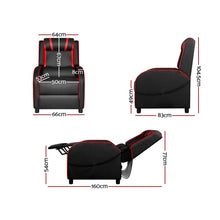 Load image into Gallery viewer, Artiss Recliner Chair Gaming Racing Armchair Lounge Sofa Chairs Leather Black