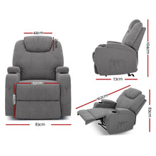 Load image into Gallery viewer, Artiss Recliner Chair Electric Massage Chairs Heated Lounge Sofa Fabric Grey