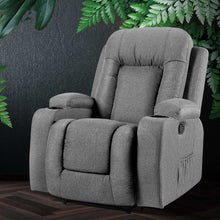 Load image into Gallery viewer, Artiss Recliner Chair Electric Massage Chair Fabric Lounge Sofa Heated Grey