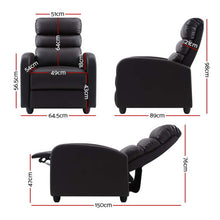 Load image into Gallery viewer, Artiss Luxury Recliner Chair Chairs Lounge Armchair Sofa Leather Cover Brown