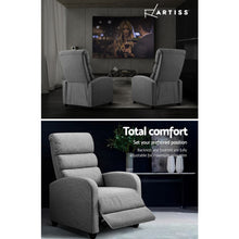 Load image into Gallery viewer, Artiss Luxury Recliner Chair Chairs Lounge Armchair Sofa Fabric Cover Grey