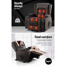 Load image into Gallery viewer, Artiss Electric Recliner Chair Lift Heated Massage Chairs Fabric Lounge Sofa