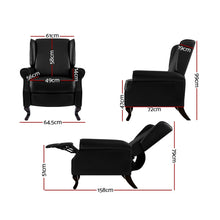 Load image into Gallery viewer, Artiss Recliner Chair Luxury Lounge Armchair Single Sofa Couch Leather Black