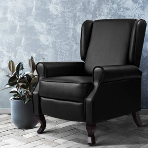 Artiss Recliner Chair Luxury Lounge Armchair Single Sofa Couch Leather Black