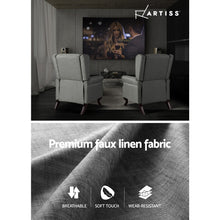 Load image into Gallery viewer, Artiss Recliner Chair Luxury Lounge Armchair Single Sofa Couch Fabric Grey