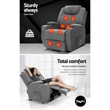 Load image into Gallery viewer, Artiss Electric Massage Chair Recliner Sofa Lift Motor Armchair Heating Fabric
