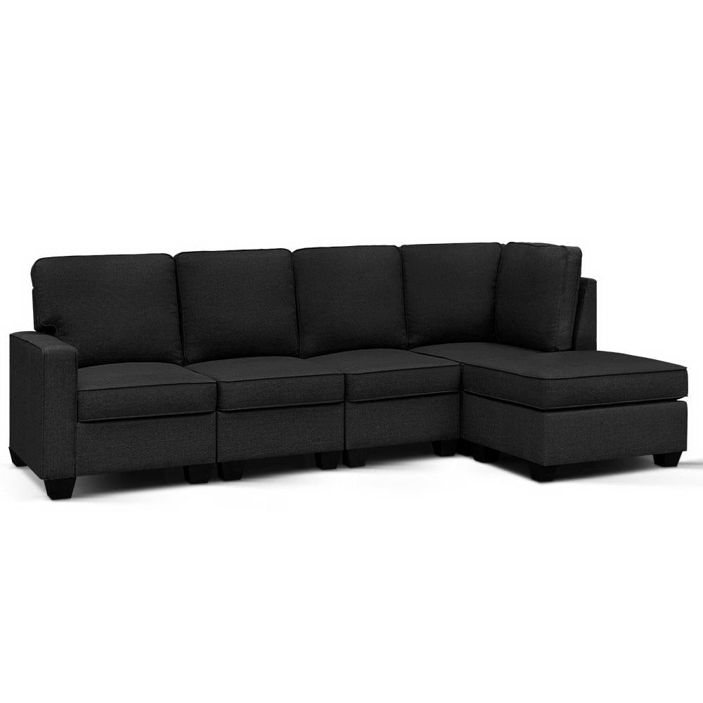 Artiss 5 Seater Modular Sofa Set Chair Bed Suite Couch Dark Grey