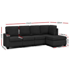 Load image into Gallery viewer, Artiss 5 Seater Modular Sofa Set Chair Bed Suite Couch Dark Grey