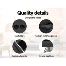Load image into Gallery viewer, Artiss Linen Fabric 3 Seater Sofa Bed Recliner Lounge Couch Cup Holder Futon Dark Grey