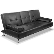 Load image into Gallery viewer, Artiss 3 Seater PU Leather Sofa Bed - Black