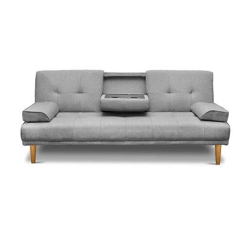 Artiss 3 Seater Fabric Sofa Bed - Grey