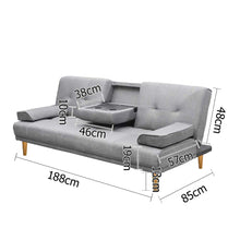 Load image into Gallery viewer, Artiss 3 Seater Fabric Sofa Bed - Grey