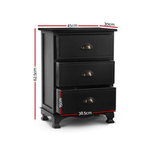 Load image into Gallery viewer, Artiss Vintage Bedside Table Chest Storage Cabinet Nightstand Black