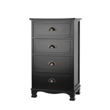 Load image into Gallery viewer, Artiss Vintage Bedside Table Chest 4 Drawers Storage Cabinet Nightstand Black