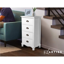 Load image into Gallery viewer, Artiss Vintage Bedside Table Chest 4 Drawers Storage Cabinet Nightstand White