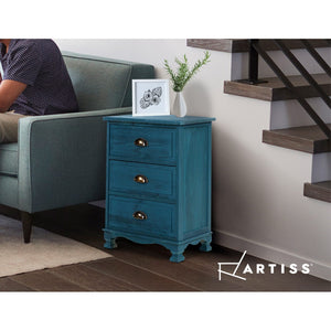 Artiss Bedside Tables Drawers Side Table Cabinet Vintage Blue Storage Nightstand