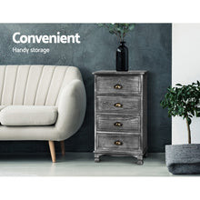 Load image into Gallery viewer, Artiss Bedside Tables Drawers Cabinet Vintage 4 Chest of Drawers Grey Nightstand