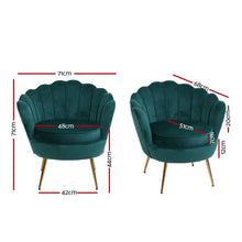 Load image into Gallery viewer, Artiss Armchair Lounge Chair Accent Armchairs Retro Lounge Accent Chair Single Sofa Velvet Shell Back Seat Green
