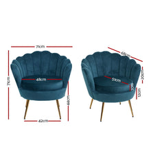 Load image into Gallery viewer, Artiss Armchair Lounge Chair Accent Retro Armchairs Lounge Shell Velvet Navy