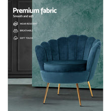 Load image into Gallery viewer, Artiss Armchair Lounge Chair Accent Retro Armchairs Lounge Shell Velvet Navy