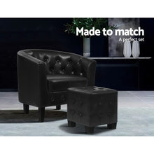 Load image into Gallery viewer, Artiss Armchair Lounge Chair Ottoman Tub Accent Chairs PU Leather Sofa Armchairs Black
