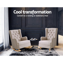 Load image into Gallery viewer, Artiss Rocking Armchair Feedining Chair Fabric Armchairs Lounge Recliner Beige