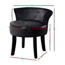 Load image into Gallery viewer, Artiss Velvet Vanity Stool Backrest Stools Dressing Table Chair Makeup Bedroom Black