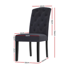 Load image into Gallery viewer, Artiss 2x Dining Chairs French Provincial Kitchen Cafe Fabric Padded High Back Pine Wood Grey