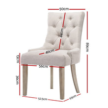 Load image into Gallery viewer, Artiss 2x Dining Chair Beige CAYES French Provincial Chairs Wooden Fabric Retro Cafe