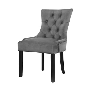 Artiss 2x Dining Chairs French Provincial Retro Chair Wooden Velvet Fabric Grey
