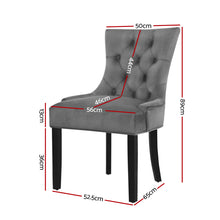 Load image into Gallery viewer, Artiss 2x Dining Chairs French Provincial Retro Chair Wooden Velvet Fabric Grey