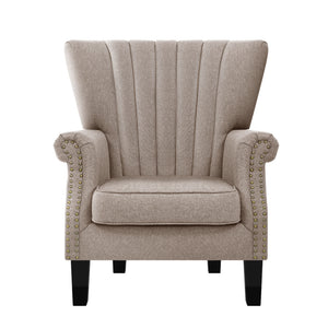 Artiss Armchair Lounge Chair Accent Chairs Armchairs Fabric Single Sofa Beige