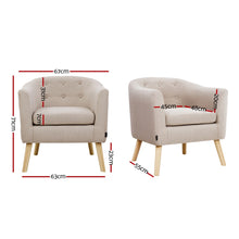 Load image into Gallery viewer, Artiss ADORA Armchair Tub Chair Single Accent Armchairs Sofa Lounge Fabric Beige