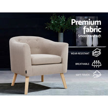 Load image into Gallery viewer, Artiss ADORA Armchair Tub Chair Single Accent Armchairs Sofa Lounge Fabric Beige