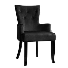 Load image into Gallery viewer, Artiss Dining Chairs French Provincial Chair Velvet Fabric Timber Retro Black