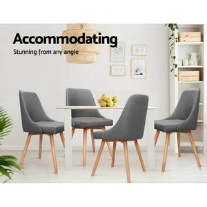 Artiss 2x Replica Dining Chairs Beech Wooden Timber Chair Kitchen Fabric Grey