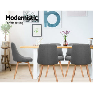 Artiss 2x Replica Dining Chairs Beech Wooden Timber Chair Kitchen Fabric Grey