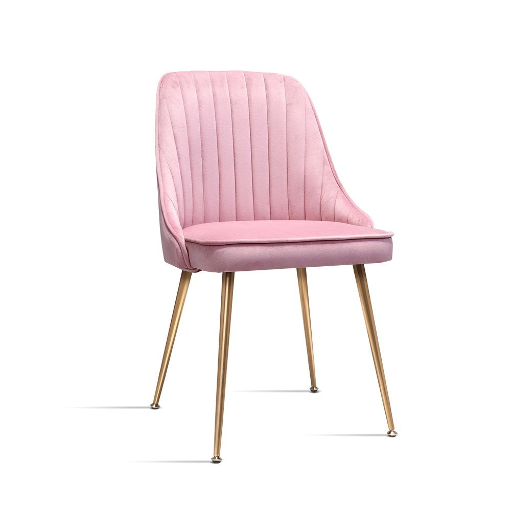 Artiss Dining Chairs Retro Chair Cafe Kitchen Modern Iron Legs Velvet Pink x2