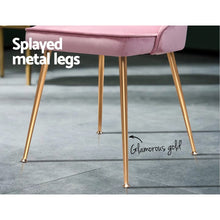 Load image into Gallery viewer, Artiss Dining Chairs Retro Chair Cafe Kitchen Modern Iron Legs Velvet Pink x2