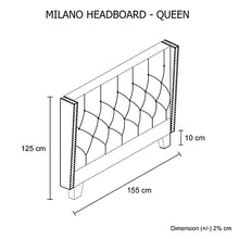 Load image into Gallery viewer, Milano Queen Size Charcoal Colour Headboard