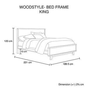 Woodstyle Bedframe King Size Antique Light Brown