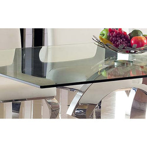 Gracy Stainless Steel Glossy Base Dining Table