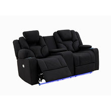 Load image into Gallery viewer, Arnold Rhino Fabric Black Headrest Padded Seat Recliner Sofa 2R
